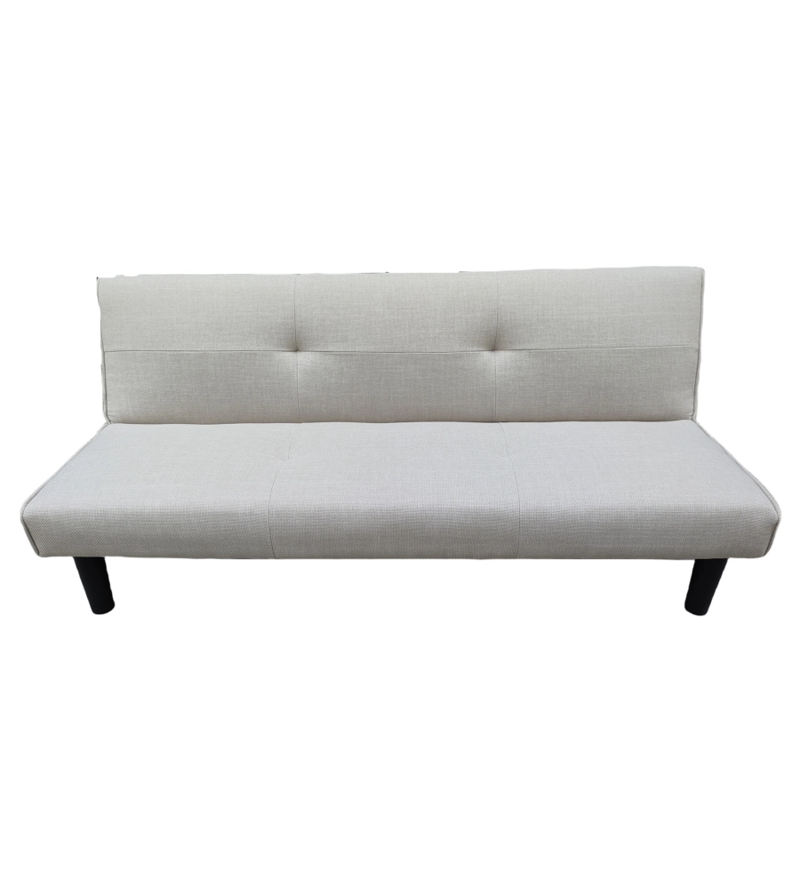 Divano letto 3 posti "astrid" in tessuto tortora, 168x74x78 cm